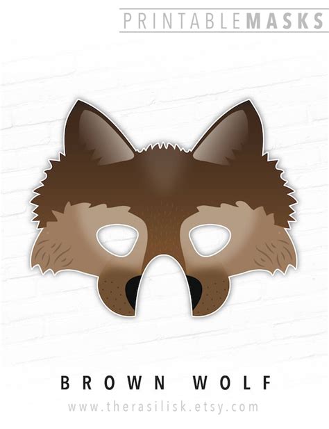 printable halloween mask wolf mask brown animal mask dire