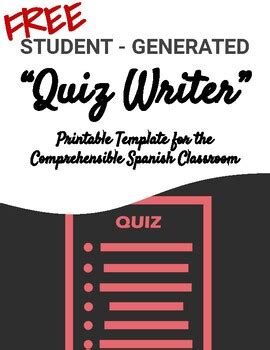 student generated quiz writer printable template  learn love