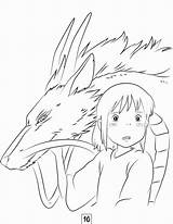 Ghibli Chihiro Lineart Viagem Dibujos Personajes Burton Spirited Acessar sketch template