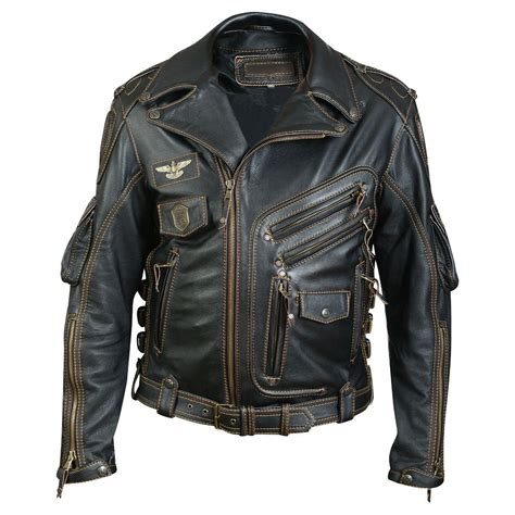 mens genuine cowhide leather motorcycle black biker jacket harley davidson coats jackets