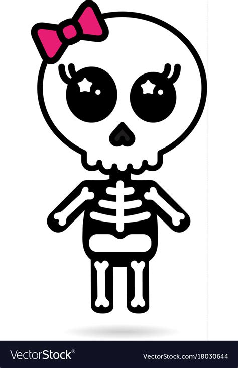 cute kawaii girl skeleton isolated halloween vector image