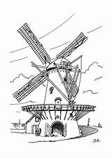 Windmolens Windmills Windmill Kleurplaat Holland Erstellen Kalender sketch template
