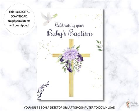 baby baptism card printable christian card  etsy