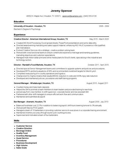 creative director resume examples  tips zippia