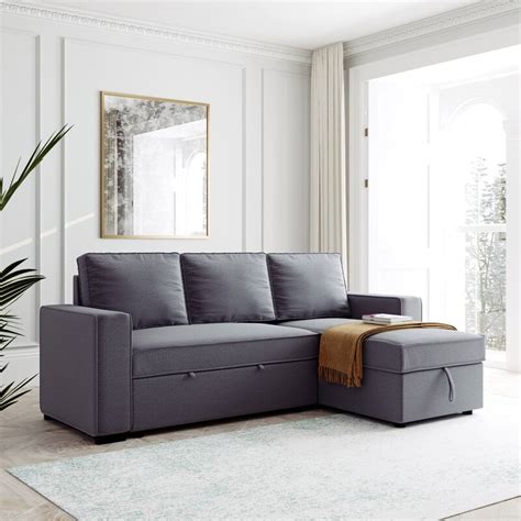 latitude run® 91 5 reversible pull out sleeper sectional storage sofa
