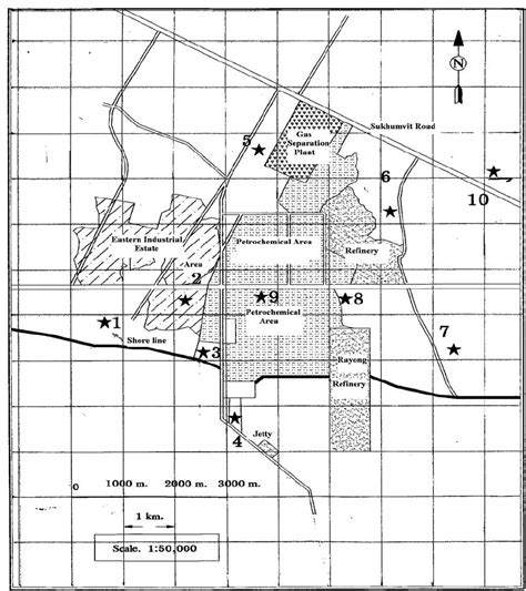 map  map ta phut industrial estate showing  study sites note