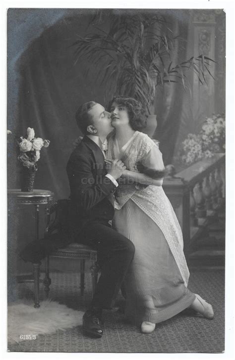 Antique Edwardian Romantic Couple Postcard Kissing Woman On Etsy