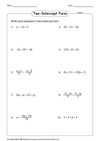 forms  linear equations worksheet  worksheet spreadsheet
