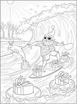 Stamping Colouring Dover Hawaiian Surfing Printable Next sketch template