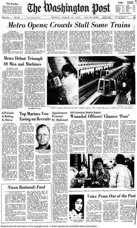 Washington Post Front Page March 28 1976 The Washington Post