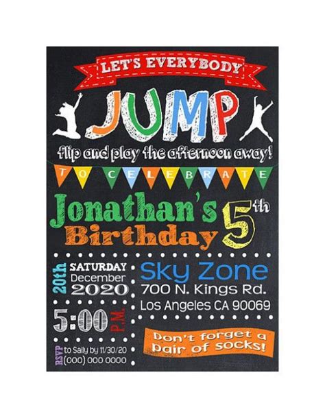 trampoline birthday party invitation template  relevant
