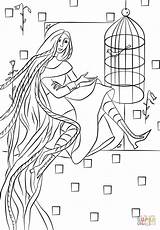 Coloring Rapunzel Pages Tower Her Paper sketch template