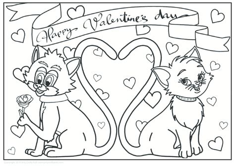 valentine cats colouring page arty crafty kids