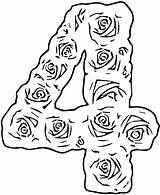 Coloring Number Roses Four Wecoloringpage sketch template