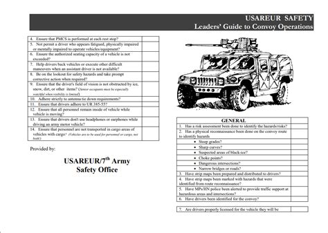 convoy checklist powerpoint ranger pre  military  classes