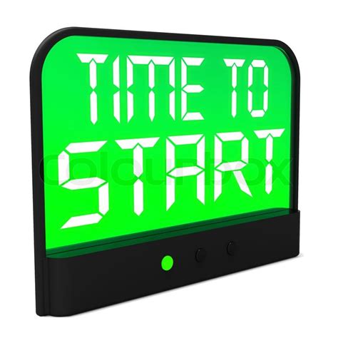 time  start message showing beginning stock image colourbox