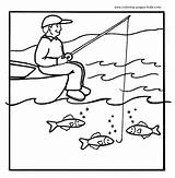 Fishing Coloring Pages Kids Man Printable Fisherman Color Clipart Fish Sports Sheets Print Colouring Adult Summer Books School Animals Book sketch template