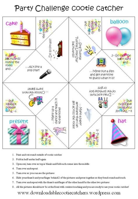 party challenge fortune teller aka cootie catcher with