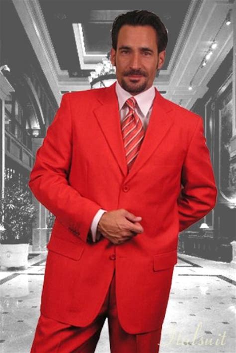 gianni mens red  poly rayon suit  button super