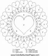 Coloring Pages Color Valentines Number Valentine Printables Kids Numbers Adult Hearts Paint Adults Printable Math Sheets Christmas Winter Print Rose sketch template