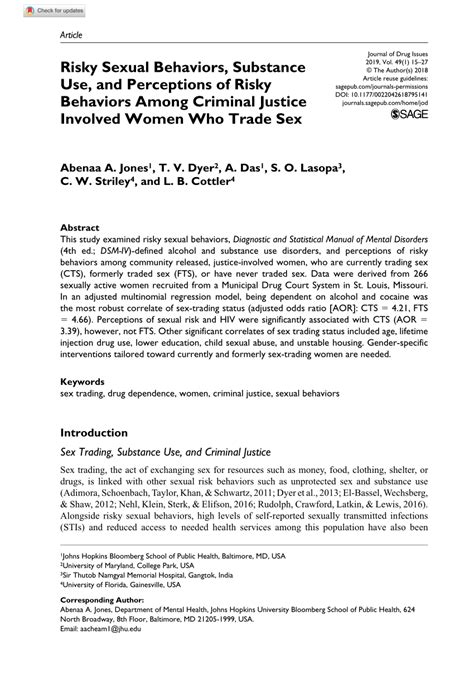 pdf risky sexual behaviors substance use and perceptions of risky