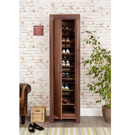 modern walnut tall shoe cupboard