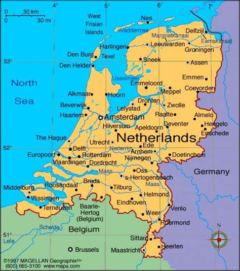 nederlandse steden kaart kaart van nederland met steden  west europa europa