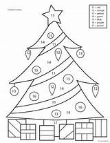 Christmas Number Color Coloring Worksheets Tree Grade Addition Pages Math Pre 2nd 3rd Printable 1st Worksheet Sheets Fun Printables Pdf sketch template