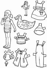 Paper Dolls Cut Color Vacation Coloring Kids Doll Purplekittyyarns Pages Printable Boy Girl Crafts Fun Toys Vintage sketch template