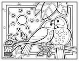 Coloring Pages Birds Heart Still sketch template