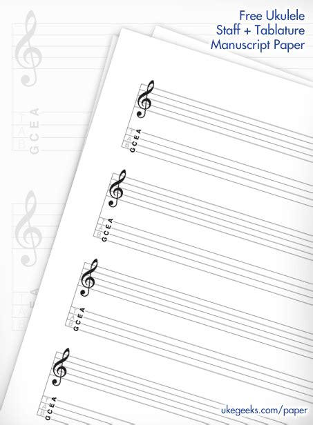 blank ukulele staff tablature  manuscript paper ukegeeks