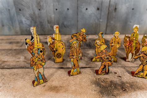 Vintage 1930s Marx Tin Toy Army Soldier Targets Bb Gun Wwi Metal