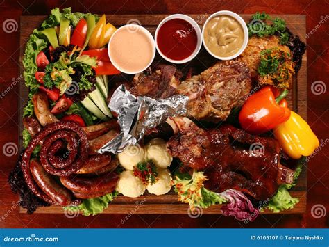 grilled mix meat front stock image image  food vegetable