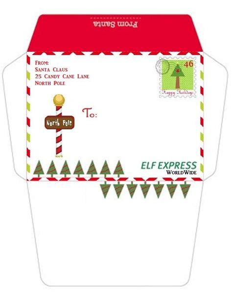 downloadable  printable santa envelopes north pole printable word
