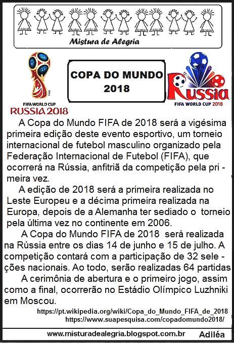 copa do mundo de 2018 textos e atividades para imprimir mistura de