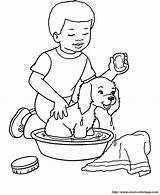 Coloring Pages Dog Dogs Printable Bathing Boy His Print Kids Bath Animal Puppy Playing Time Color Colouring Clipart Raisingourkids Book sketch template