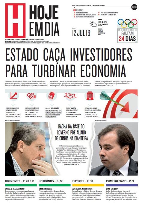 capa do dia 12 07 2016 hojeemdia jornal notícias news newspaper