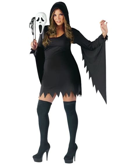 Ghost Scream Face Adult Costume Plus Size Women Ghost