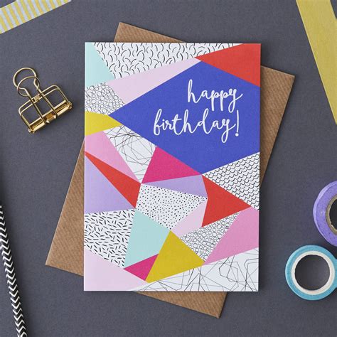 geometric happy birthday card  jessica hogarth notonthehighstreetcom