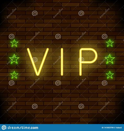 vip logo neon colorful sign night city banner stock vector illustration  glossy isolated