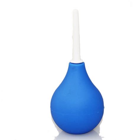 blue enema bulb erotic rectal syringe clean butt one way valve anal