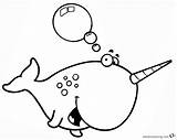 Narwhal Cartoon Coloring Pages Bubbles Printable Kids sketch template