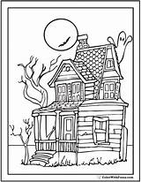 Old Coloring Halloween Pages House Moon Printable Color Adult Fashioned Pdf Sheets Getcolorings Trees Print Graveyard Getdrawings sketch template