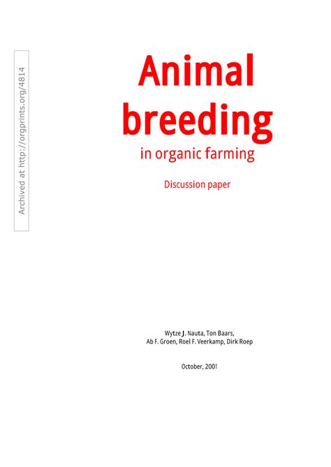 animal breeding  organic farmingdiscussion paper