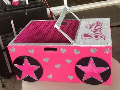 barbie cardboard box car     daughters kindy   school cardboard box car