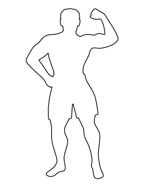 muscle man pattern   printable outline  crafts creating