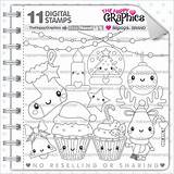 Christmas Stamp Digi Commercial Digital Digistamp Coloring Graphic Use Cute Il sketch template