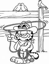 Garfield Cowboy Lasso Coloring Getdrawings Drawing sketch template