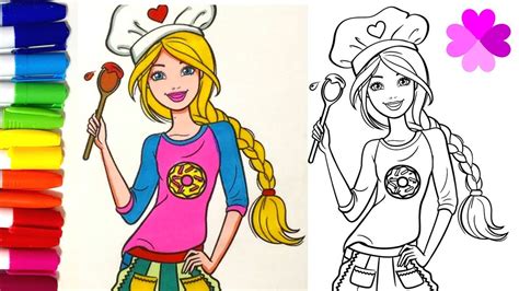 coloring pages barbie girl princess chef   color youtube