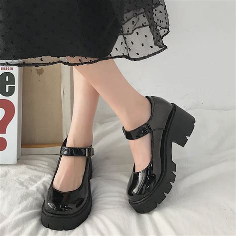 rimocy   black high heels shoes women pumps fashion patent leather platform shoes woman